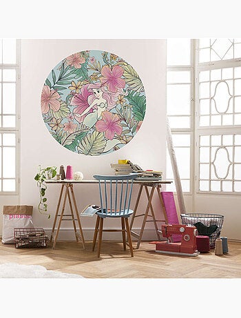 Papier peint rond auto-adhésif - ariel ocean flowers - diamètre 125 cm