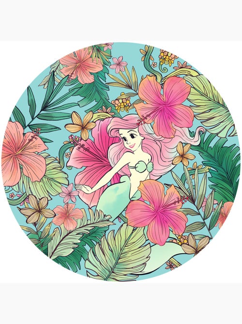 Papier peint rond auto-adhésif - ariel ocean flowers - diamètre 125 cm - Kiabi