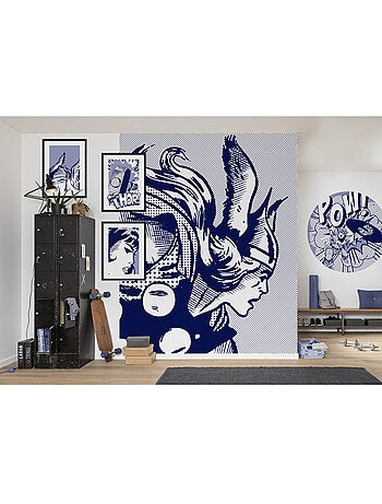 Papier peint rond auto-adhésif - captian america pow - diamètre 125 cm