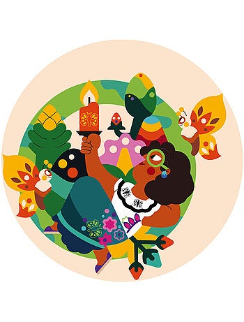 Papier peint rond auto-adhésif - encanto miracle candle - diamètre 125 cm