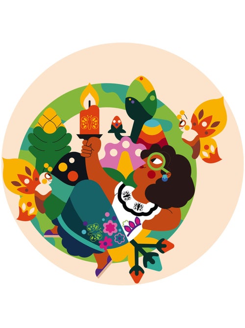 Papier peint rond auto-adhésif - encanto miracle candle - diamètre 125 cm - Kiabi