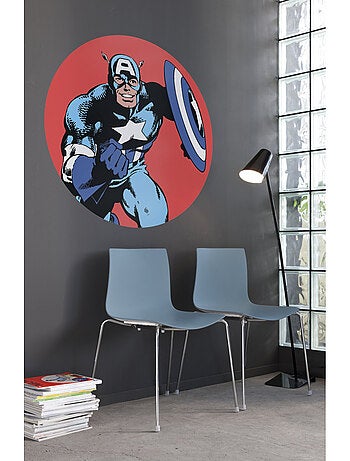 Papier peint rond auto-adhésif - marvel powerup captain america - diamètre 125 cm