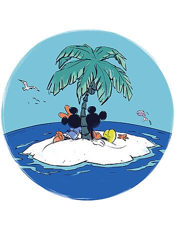 Papier peint rond auto-adhésif - mickey and minnie beach vacation - diamètre 125 cm