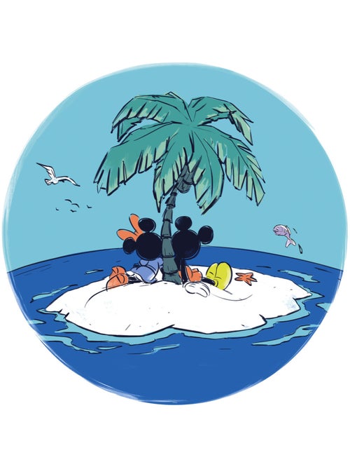 Papier peint rond auto-adhésif - mickey and minnie beach vacation - diamètre 125 cm - Kiabi