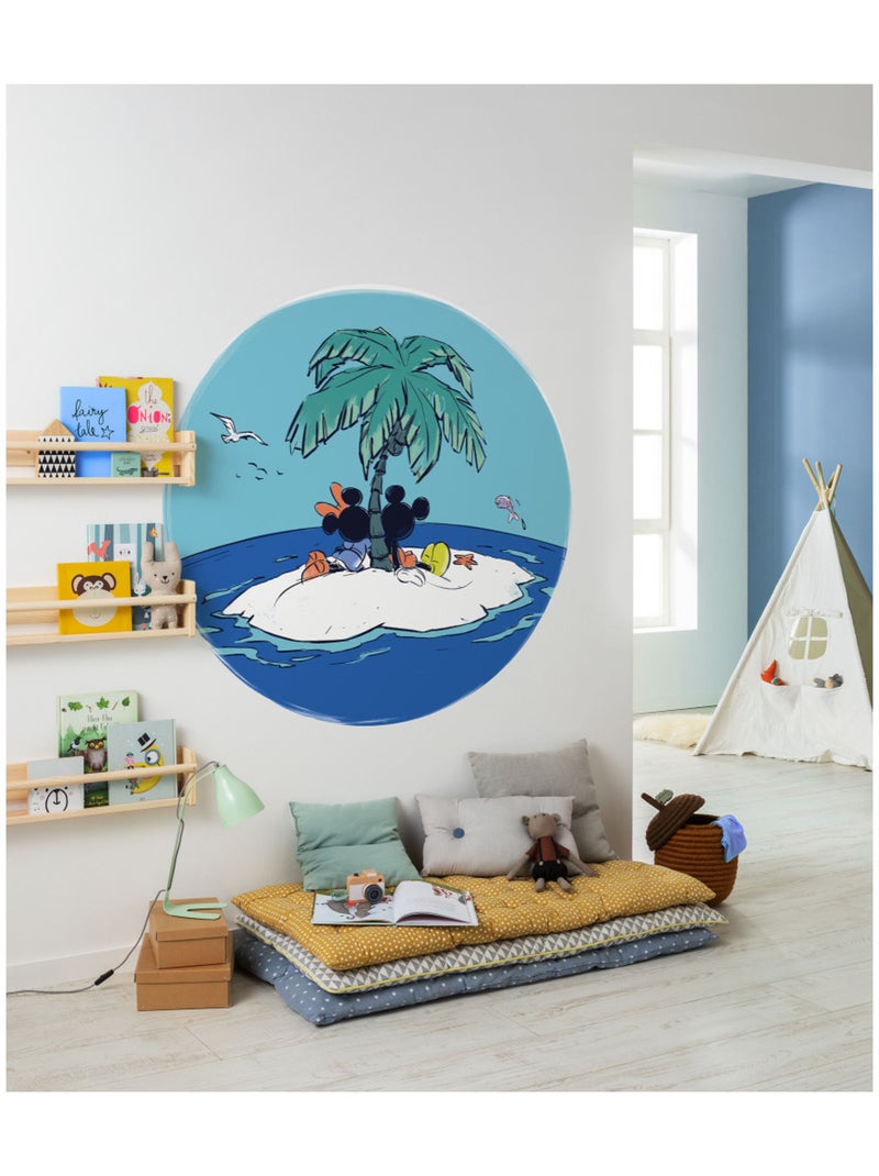 Papier peint rond auto-adhésif - mickey and minnie beach vacation - diamètre 125 cm Multicolore - Kiabi