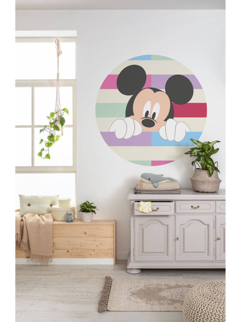 Papier peint rond auto-adhésif - mickey peek-a-boo - diamètre 125 cm Multicolore - Kiabi