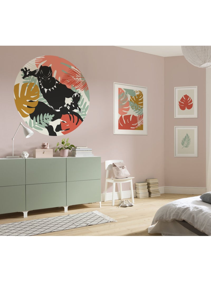 Papier peint rond auto-adhésif - winter tropics black panther - diamètre 125 cm Multicolore - Kiabi