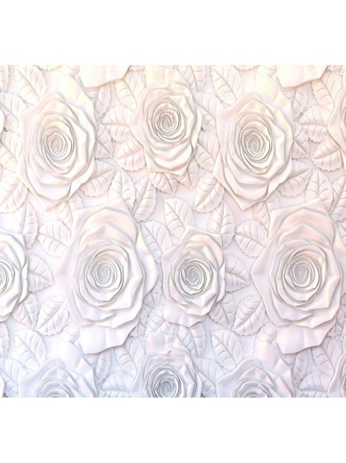 Papier peint roses blanches - 360 x 254 cm - Kiabi