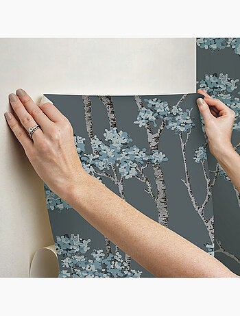 Papier Peint rouleau auto-adhésif - Arbre Bouleau Bleu