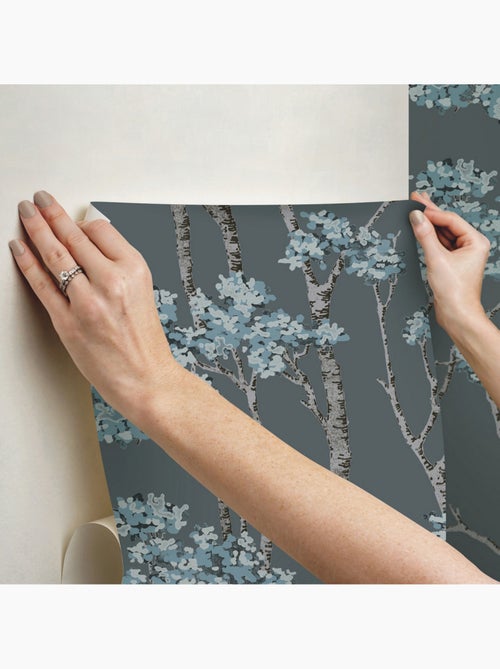 Papier Peint rouleau auto-adhésif - Arbre Bouleau Bleu - Kiabi