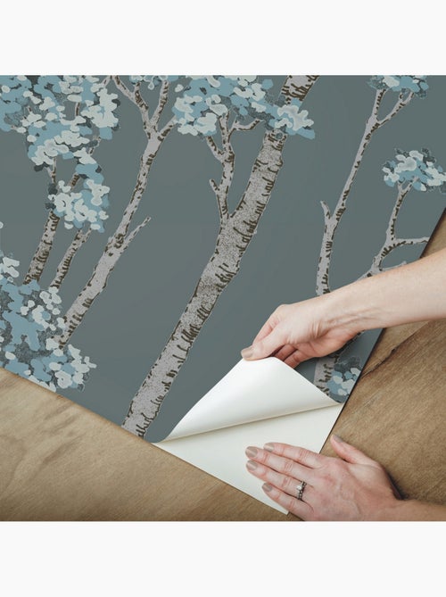 Papier Peint rouleau auto-adhésif - Arbre Bouleau Bleu - Kiabi