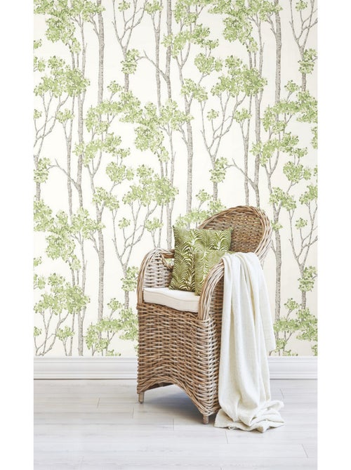 Papier Peint rouleau auto-adhésif - Arbre Bouleau Vert - Kiabi