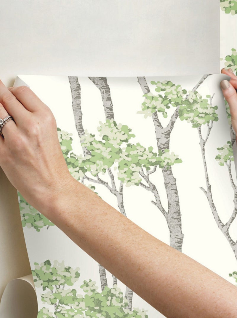 Papier Peint rouleau auto-adhésif - Arbre Bouleau Vert Multicolore - Kiabi