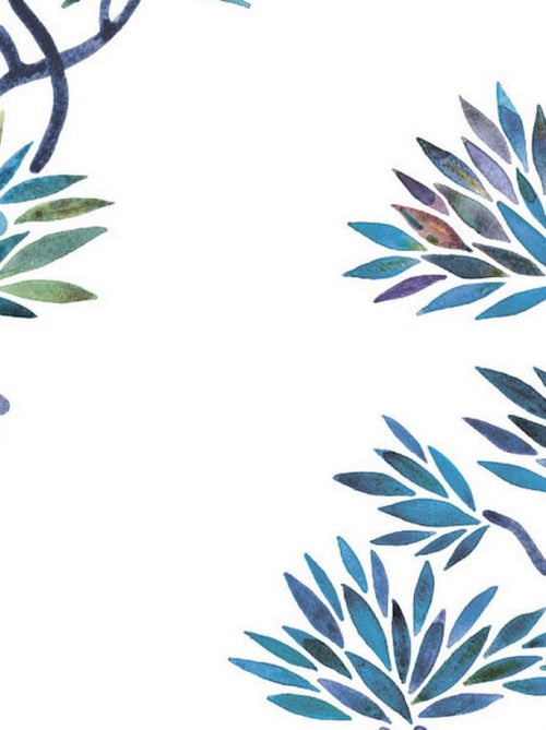 Papier Peint rouleau auto-adhésif - Bonsaïs - Bleu - Kiabi