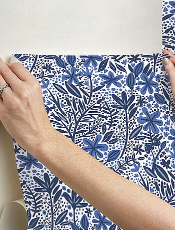Papier peint rouleau auto-adhésif - Motifs floraux - Bleu