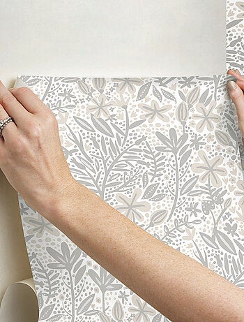 Papier peint rouleau auto-adhésif - Motifs floraux - Gris