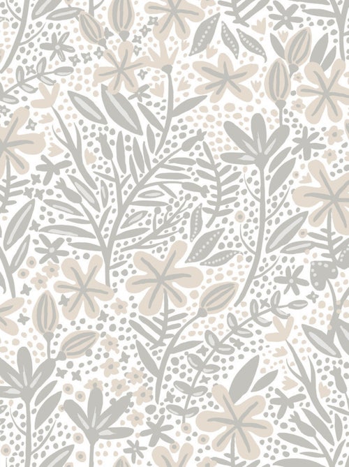 Papier peint rouleau auto-adhésif - Motifs floraux - Gris - Kiabi