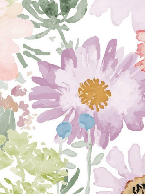 Papier peint rouleau auto-adhésif - Motifs Floraux Charmes du Sud - Pastel - Kiabi