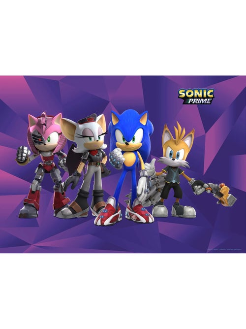 Papier peint Sonic Prime 4 personnages - 375 x 270cm - Kiabi