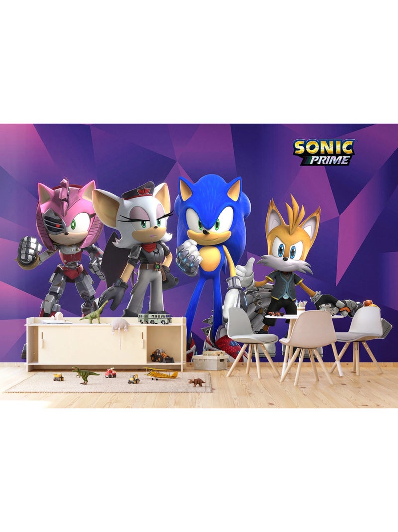 Papier peint Sonic Prime 4 personnages - 375 x 270cm Blanc Violet Gris - Kiabi