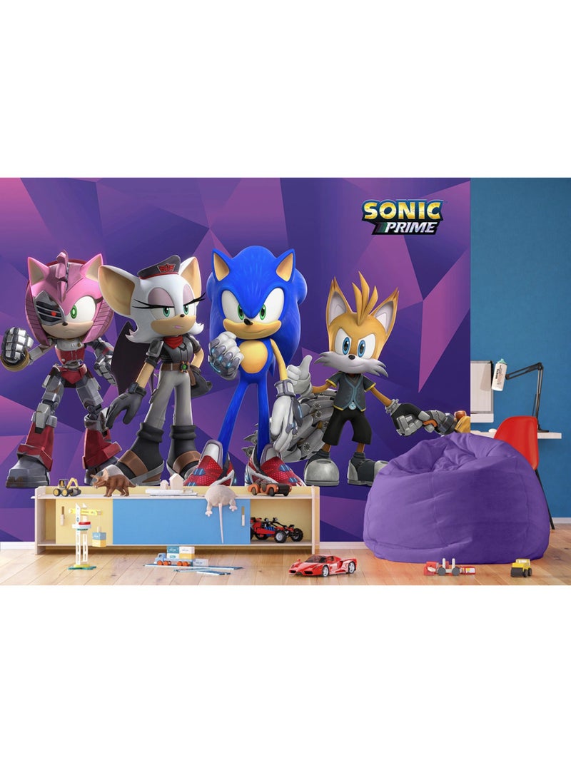 Papier peint Sonic Prime 4 personnages - 375 x 270cm Blanc Violet Gris - Kiabi