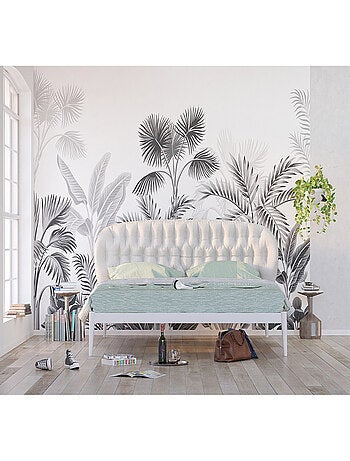 Papier Peint Thème palmier noir et blanc - 360 x 254 cm