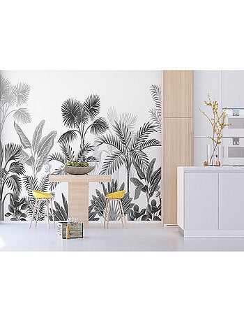 Papier Peint Thème palmier noir et blanc - 360 x 254 cm
