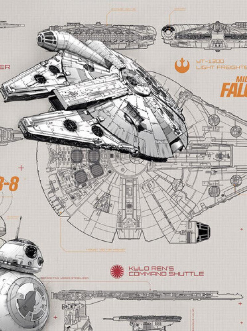 Papier Peint Vaisseaux Star Wars 254X368 CM Gris - Kiabi