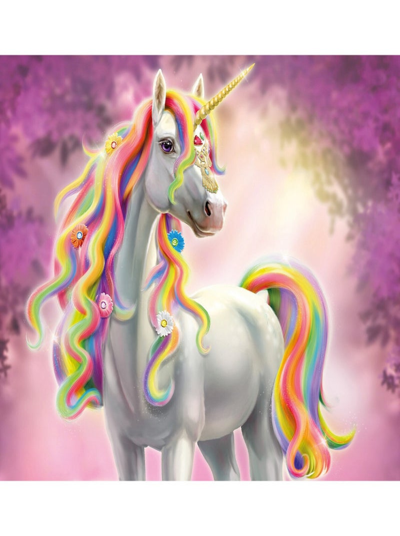 Papier peint Walltastic licorne géante rose avec bijoux, pierres précieuses, fleurs et une corne dor Rose - Kiabi