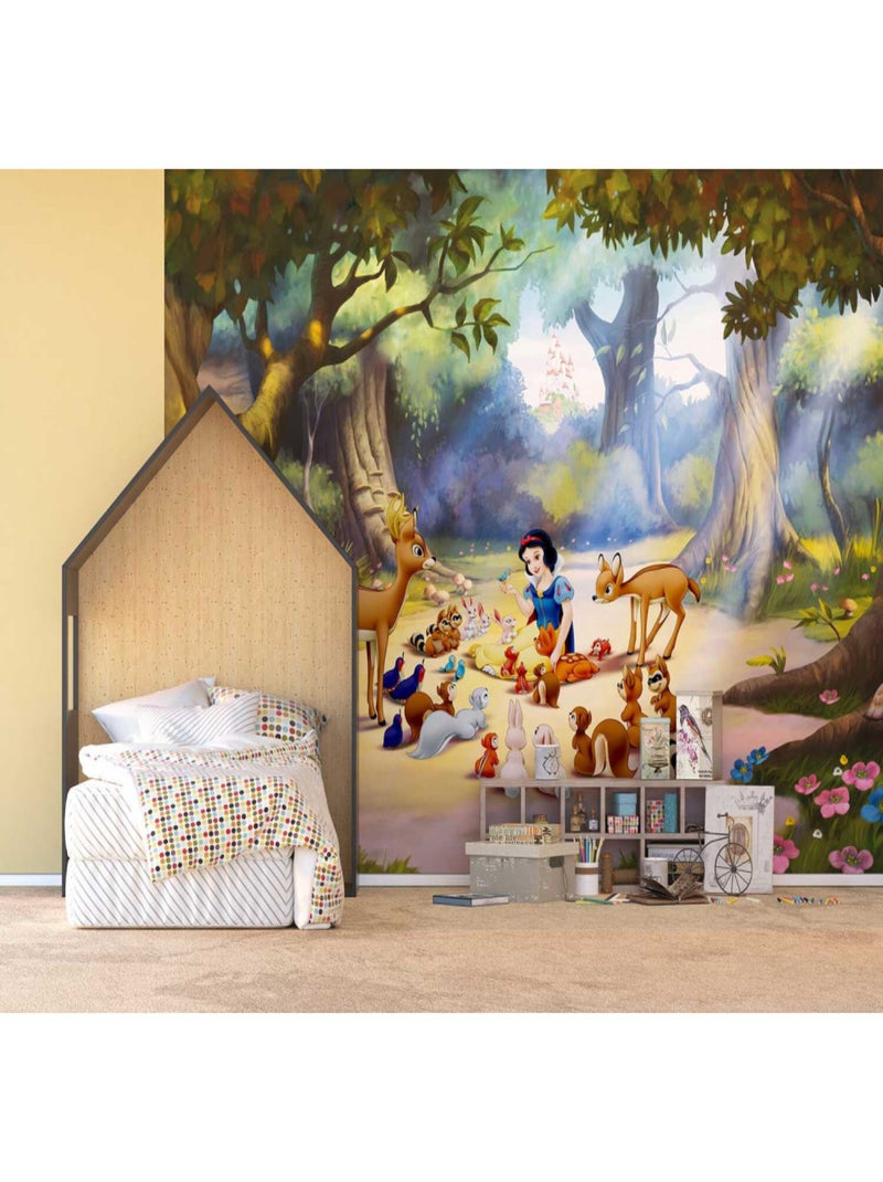 Papier peint XXL intisse Blanche Neige & animaux de la forêt 360X270 CM Multicolore - Kiabi