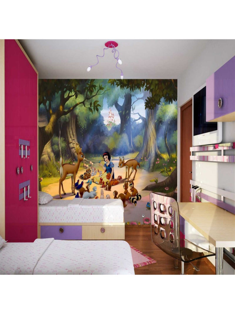 Papier peint XXL intisse Blanche Neige & animaux de la forêt 360X270 CM Multicolore - Kiabi