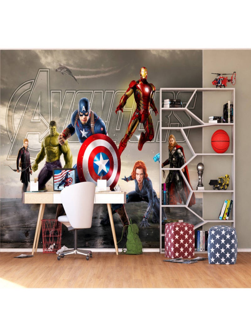 Papier peint XXL intisse Captain America et les Avengers Marvel 360X270 CM Multicolore - Kiabi