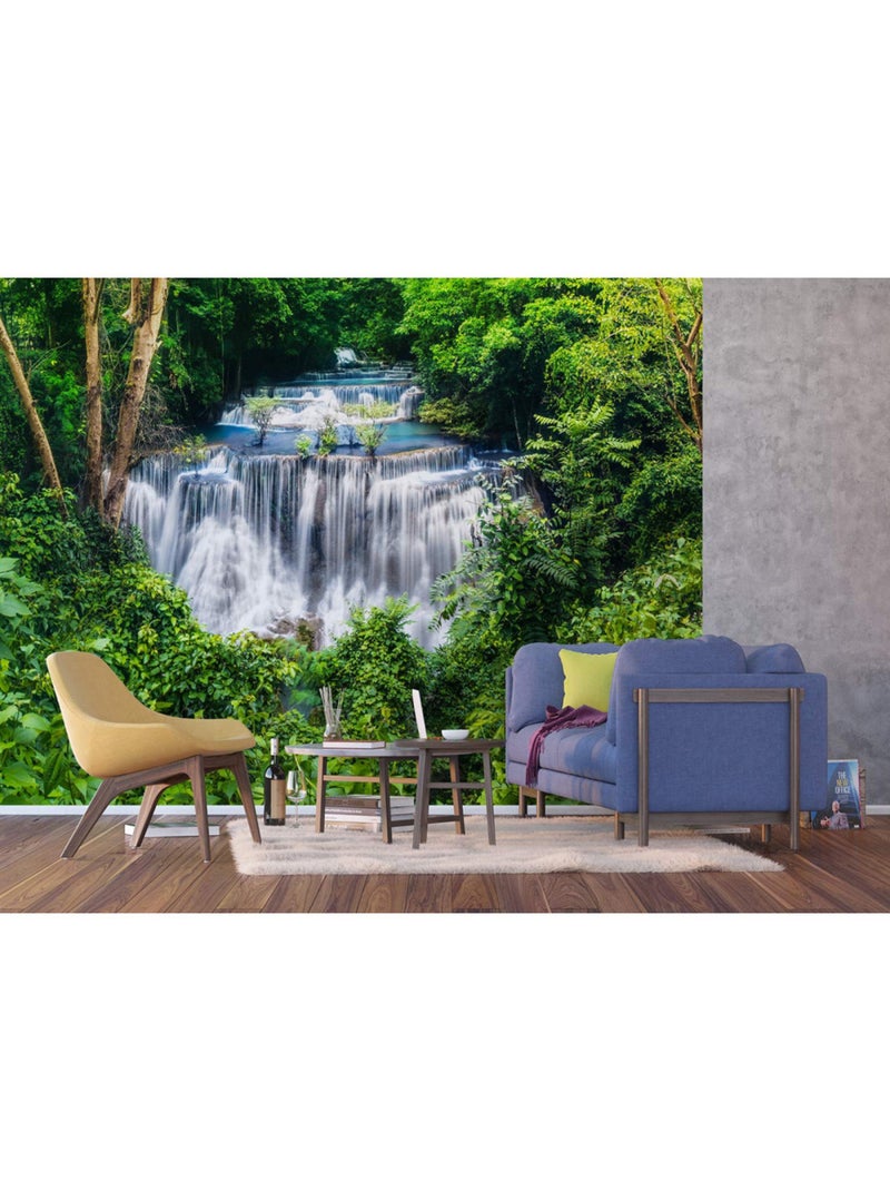 Papier peint XXL intissé cascade dans la jungle 375x270 cm Multicolore - Kiabi