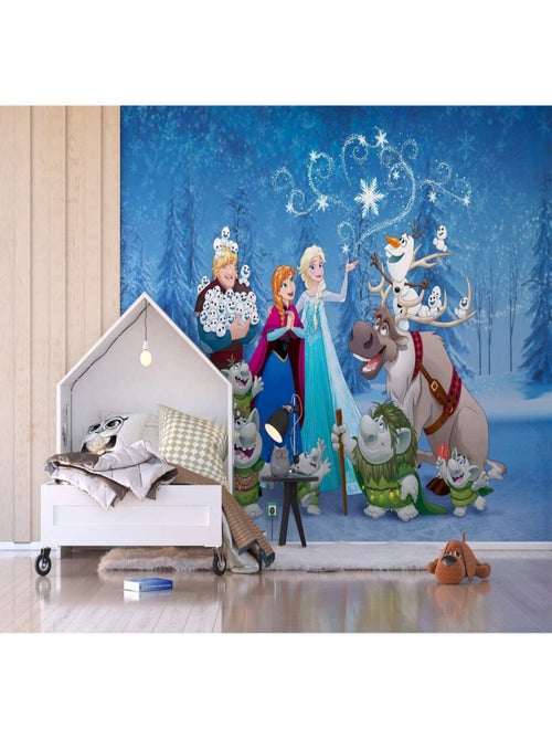 Papier peint XXL intisse La Reine des Neiges et les Trolls Disney Frozen 360X270 CM - Kiabi
