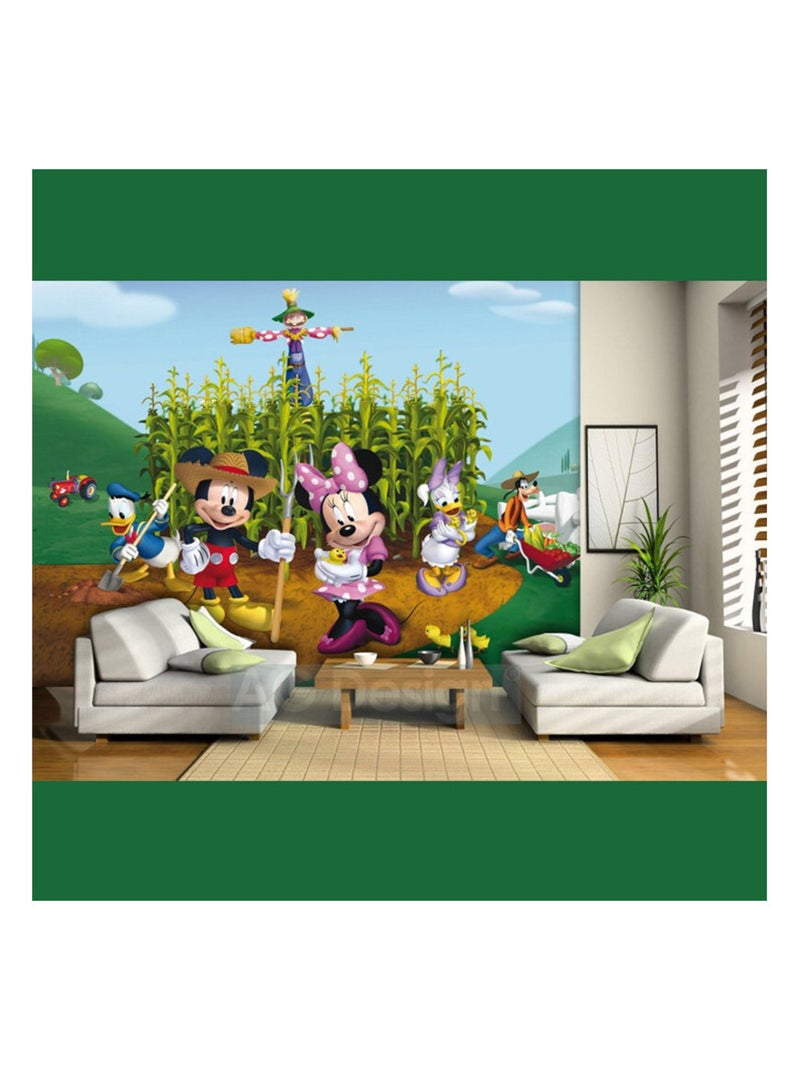 Papier peint XXL intisse Le jardinage de Mickey & Minnie Disney 360X270 CM Multicolore - Kiabi