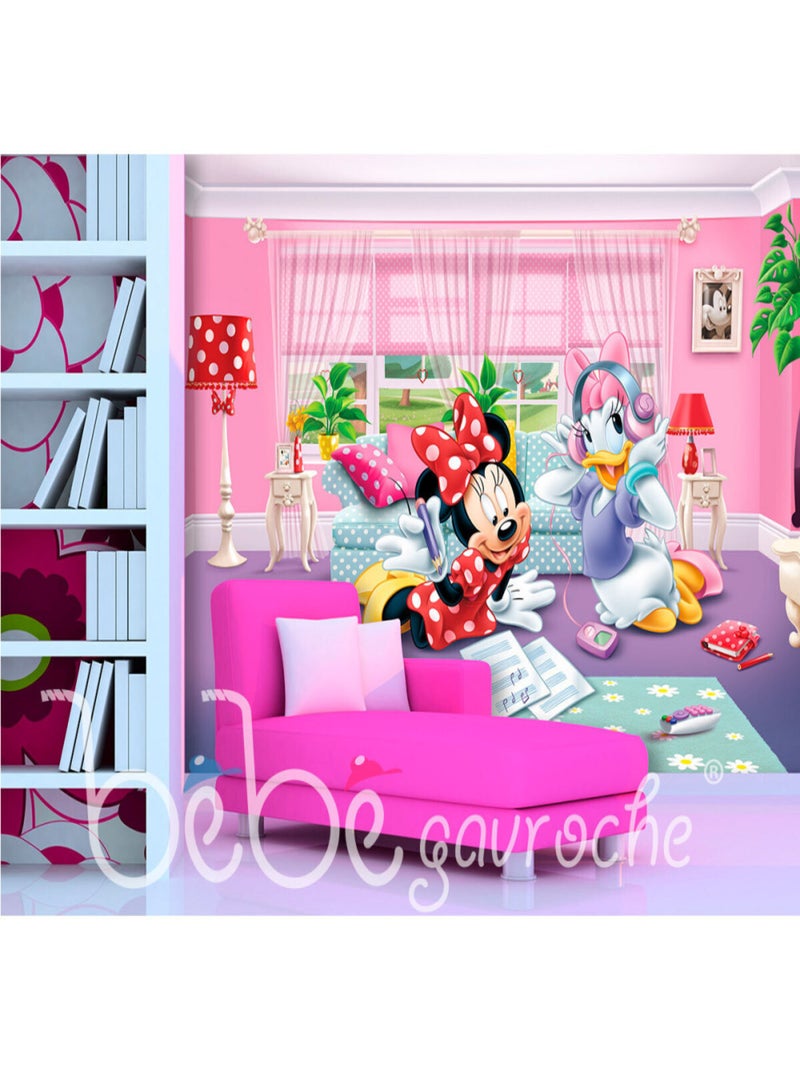 Papier peint XXL intisse Minnie et Daisy Disney 360X270 CM Multicolore - Kiabi
