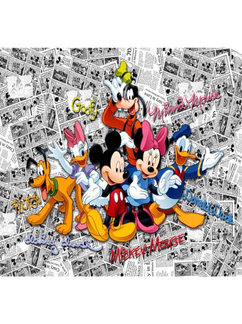 Papier peint XXL Mickey Fond mixte BD Blanc Disney 360X254 CM - Kiabi