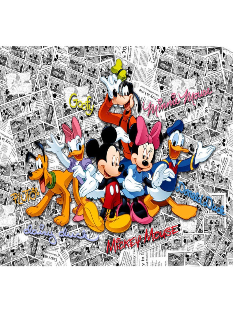 Papier peint XXL Mickey Fond mixte BD Blanc Disney 360X254 CM Multicolore - Kiabi