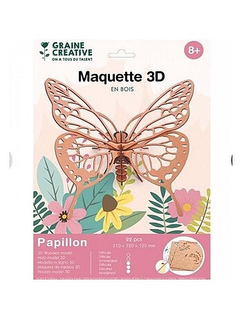Papillon maquette 3d en bois