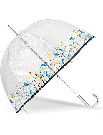 Parapluie canne automatique, cloche transparente, résistance au vent femme