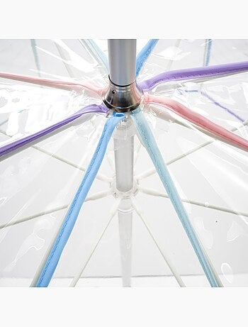 Parapluie canne automatique, cloche transparente, résistance au vent femme isotoner