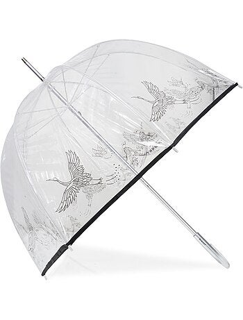 Parapluie canne automatique, cloche transparente, résistance au vent femme isotoner
