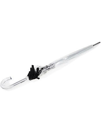 Parapluie canne automatique, cloche transparente, résistance au vent femme isotoner