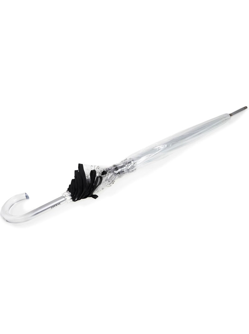 Parapluie canne automatique, cloche transparente, résistance au vent femme isotoner Blanc Noir Blanc - Kiabi