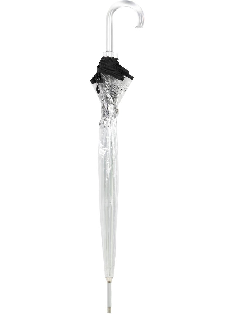Parapluie canne automatique, cloche transparente, résistance au vent femme isotoner Blanc Noir Blanc - Kiabi
