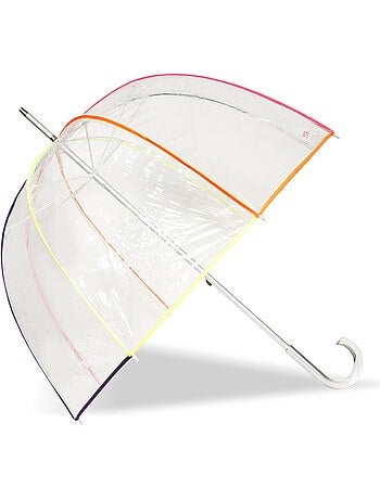 Parapluie canne automatique, cloche transparente, résistance au vent femme isotoner