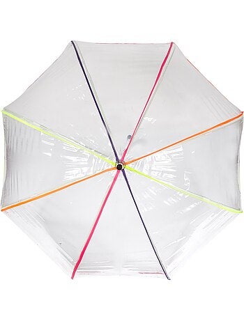 Parapluie canne automatique, cloche transparente, résistance au vent femme isotoner