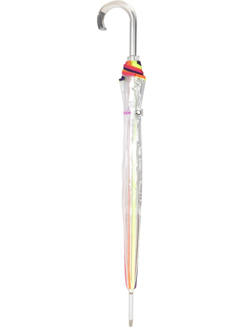 Parapluie canne automatique, cloche transparente, résistance au vent femme isotoner Blanc/Multirose - Kiabi