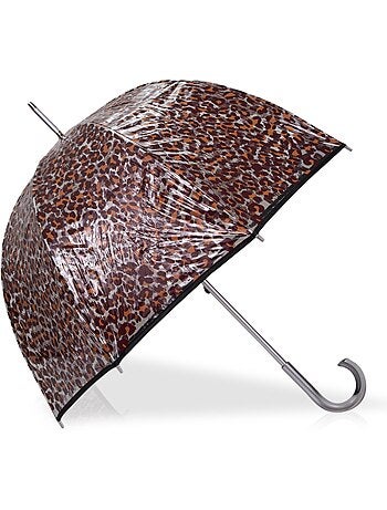 Parapluie canne automatique, cloche transparente, résistance au vent femme isotoner