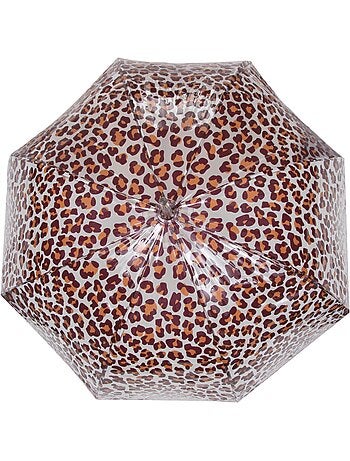 Parapluie canne automatique, cloche transparente, résistance au vent femme isotoner